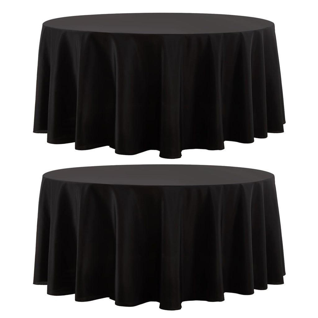 Round Tablecloth 2 Pack 90 Inch Black Tablecloths Washable Decorative Linen Polyester Table Clothes Cover for Dining Table Banquets Buffet Parties and Wedding