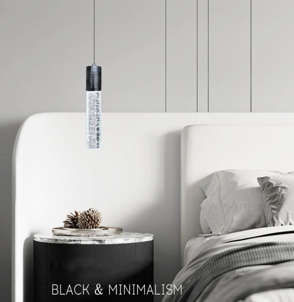 HAIXIANG Modern Kitchen Island Hanging Light Fixtures Crytstal Pendant Lighting for Kitchen Island Chrome Mini Chandelier with 6000K Daylight Bulb