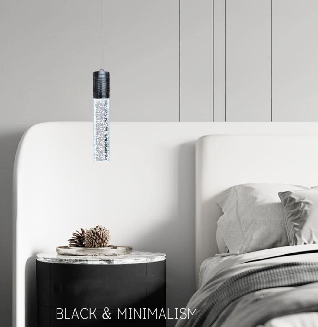 HAIXIANG Modern Kitchen Island Hanging Light Fixtures Crytstal Pendant Lighting for Kitchen Island Chrome Mini Chandelier with 6000K Daylight Bulb