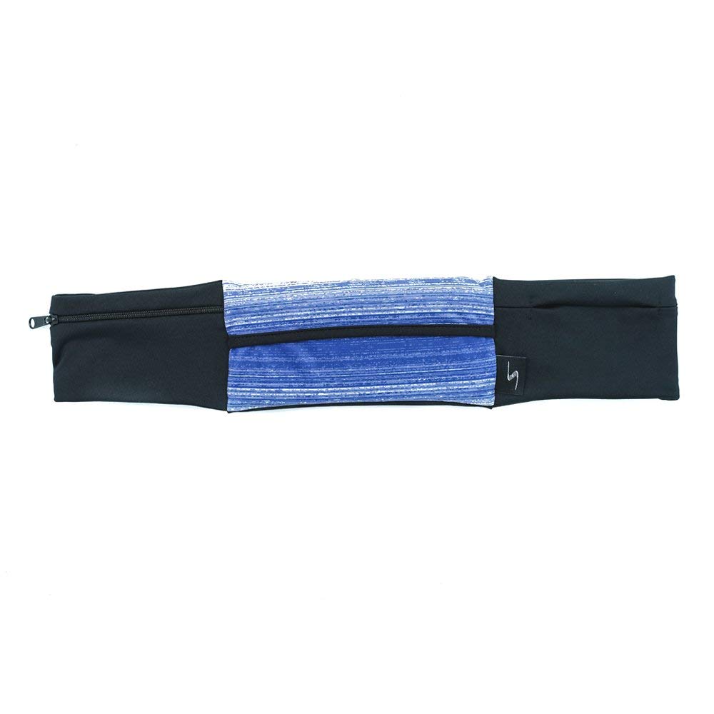 3 Pocket Adjustable Running Belt Waist Pack, Fanny Pack For Working Out With Sweat Resistant Backing, Holds All iPhone Models (Black/Black, X-Small)