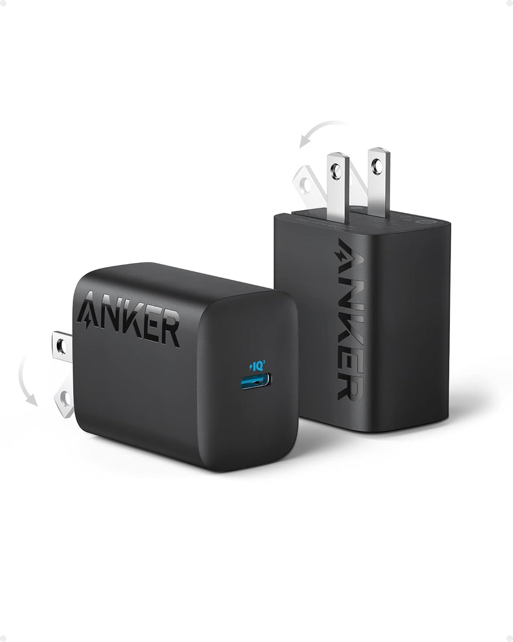 Anker 312 30W USB-C Charger, Charger Compact Foldable Design, 2-Pack 30W Fast Charger iPhone 14/13/12 Series, Samsung S23, MacBook Air, Pixelbook, iPad Pro, More (Cable Not Included) Black