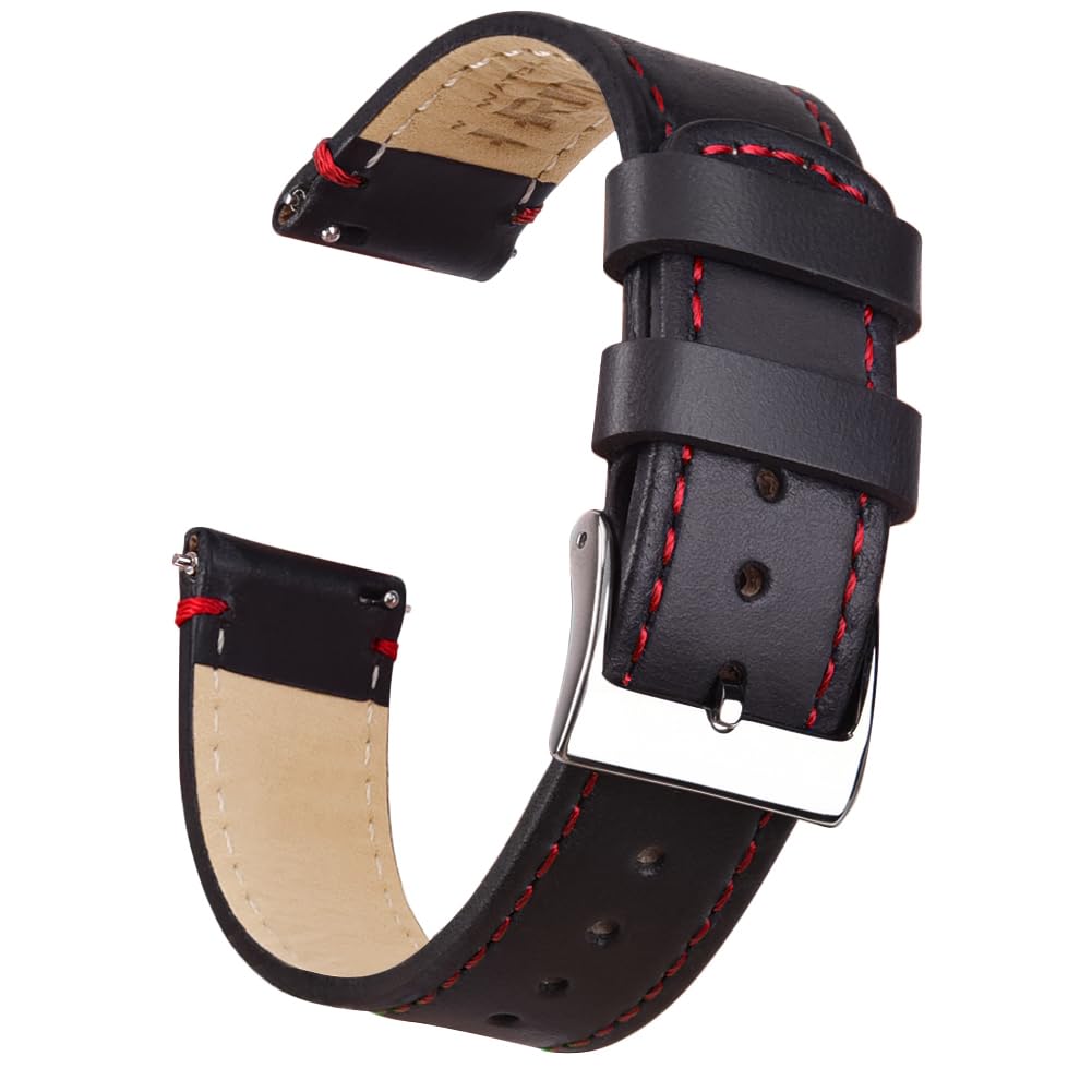 Ritche Christmas Gift Quick Release Leather Watch Band Leather Watch Strap 18mm 19mm 20mm 21mm 22mm 23mm or 24mm for Men and Women, White Elephant Gifts, Stocking Stuffers For Men