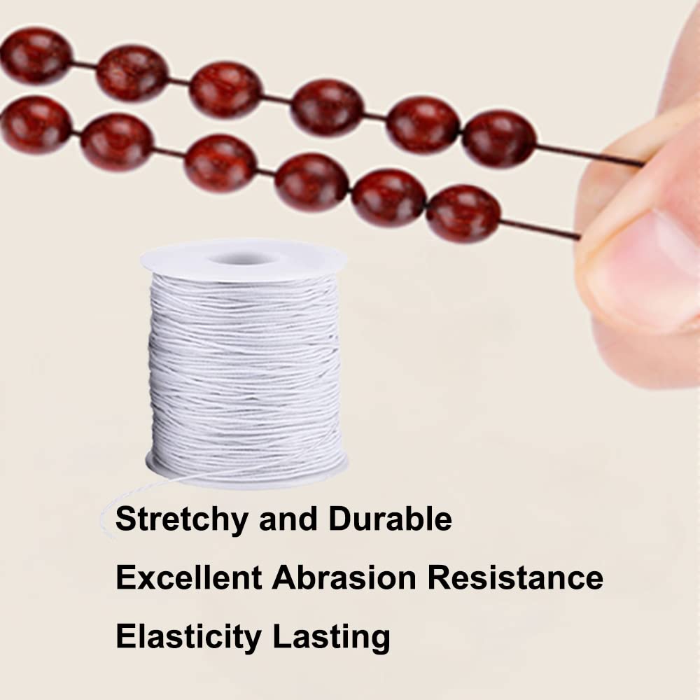 LUSTEMBER Elastic String for Bracelets, 1 mm x 110 Yards Sturdy Stretchy Elastic Cord for Jewelry Making, Necklaces, Beading - Black