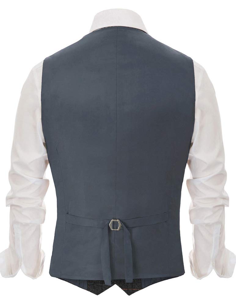PJ PAUL JONES Men's Herringbone Tweed Suit Vest Casual Wool Blend Waistcoat
