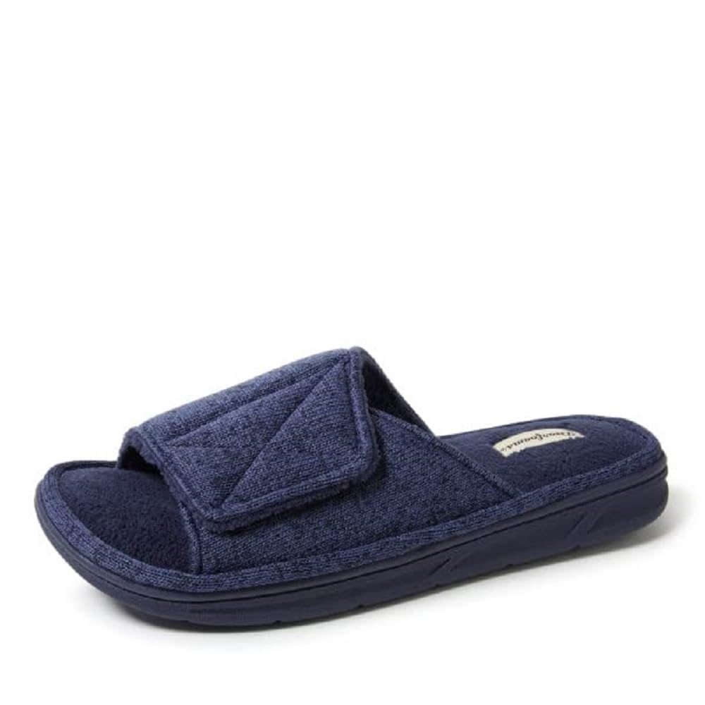 Dearfoams Men's Adjustable Indoor/Outdoor Memory Foam Machine Washable Summer Slide Slipper
