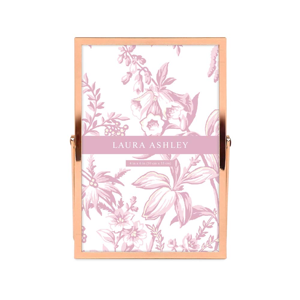 Laura Ashley 2x3 Rose Gold Flat Metal Picture Frame (Vertical) with Pull-Out Easel Stand, Made for Tabletop, Counterspace, Shelf and Desk (2x3, Rose Gold)