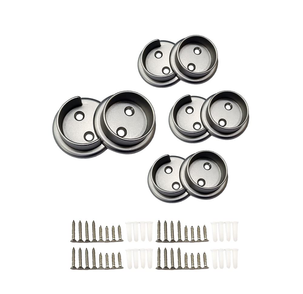 QCAA Solid Brass Extra Heavy Closet Pole Socket Set, 1-1/2 inch, with Stainless Screws, Black Coated, 1 Pair, Made in Taiwan