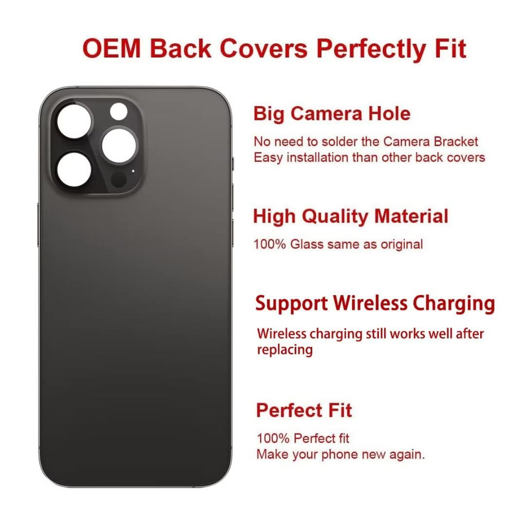 OEM Rear Back Glass Replacement for iPhone 14 Pro Max 6.7 inches with Reparing Toolkit and Pre-Installed Adhesive (Deep Purple)