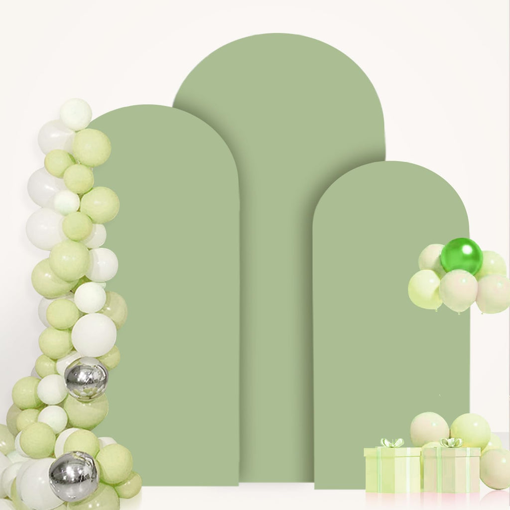 FANPROMS Beige Arch Backdrop Cover Set of 3 Wedding Arch Cover 4x5x6FT Round Top Arch Stand Cover for Fitted Arch Covers Spandex Backdrop Covers Set for Wedding Party Ceremony Decorations