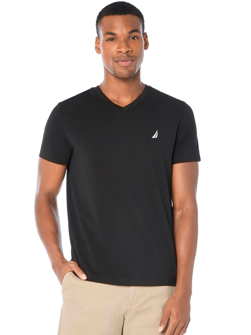 Nautica Mens Short Sleeve Solid Slim Fit V-Neck T-Shirt