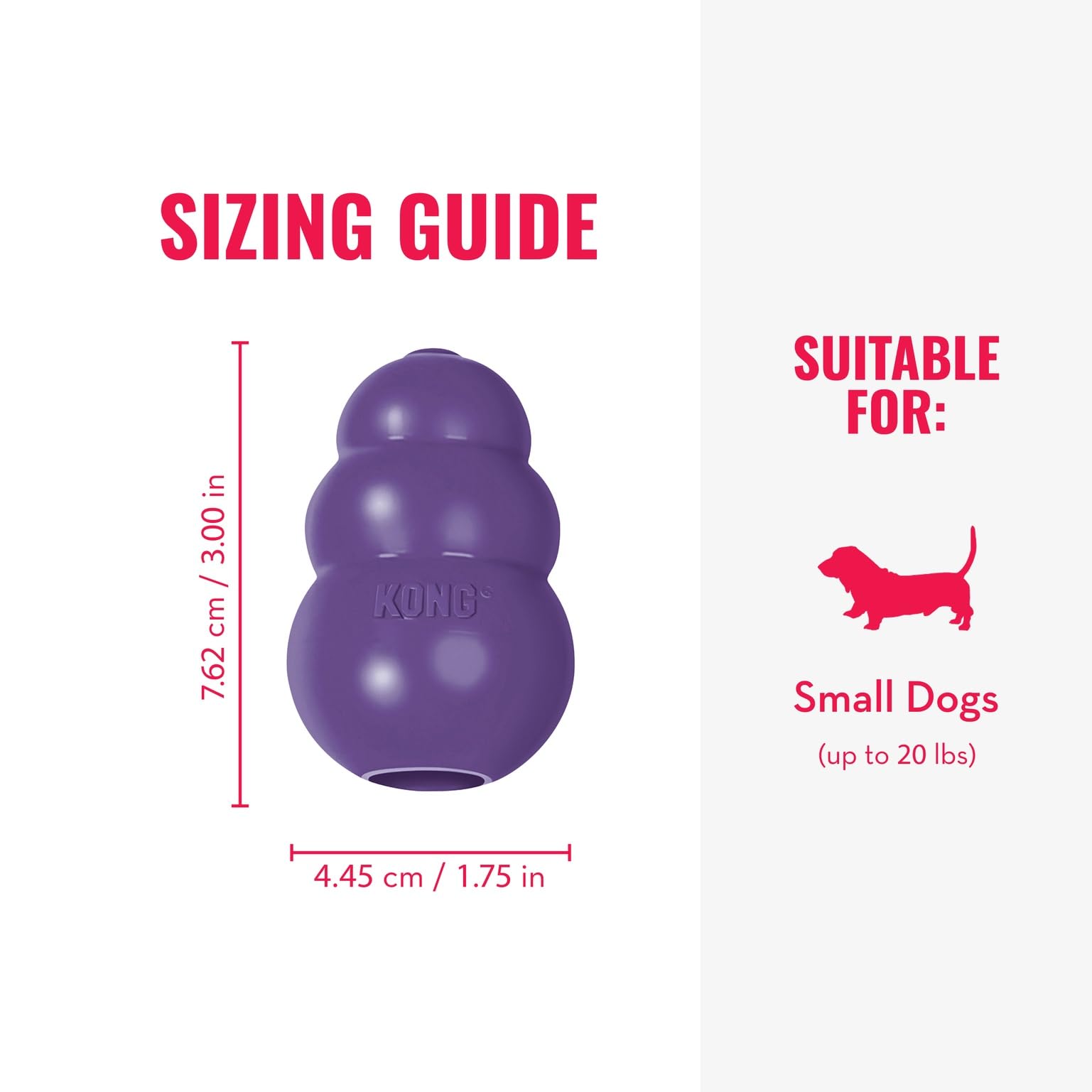 KONG Senior - Dog Toy with Gentle, Natural Rubber - Durable Dog Toy for Older Dogs - Use Treats with Stuffable Chew Toy - Treat Toy for Chewing & Fetching - for Small Dogs