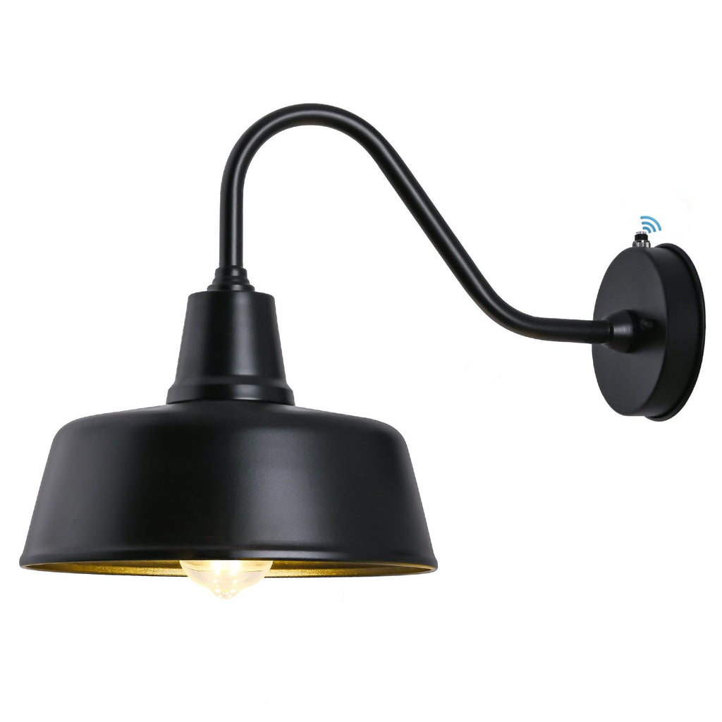 Barn Lights Outdoor Gooseneck Lighting, Dusk to Dawn Black Exterior Barn Lights for House, Farmhouse Wall Lighting Fixtures with Sensor for Porch Garage (1, 11" Diameter)