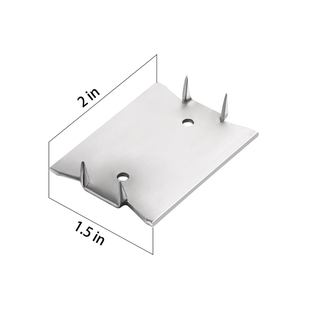 Wensilon(30 pcs) Stainless Steel 304 1.5X2 Inch 16-Gauge Anti-Nail Protection Plate Shield, Nail Plate for Wood Studs, Steel Cable Wire Protector Plate with Sharp Pointed Prongs
