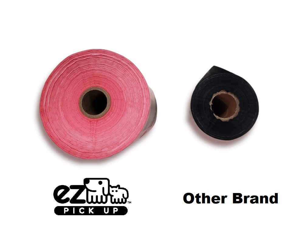 1000 Pet Waste Disposal Dog Poop Bags, EZ Pick Up Bag, Pink (single roll), 9"x12" Large