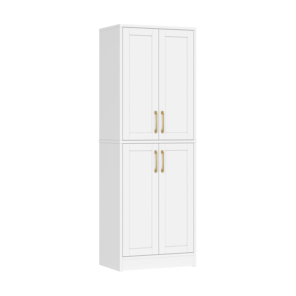Pantry - Kitchen Pantry Cabinet with 4 Doors and Adjustable Shelves, Tall Black Cabinet Freestanding Storage Cupboard for Dining Room Living Room, Laundry, Bathroom (Black)