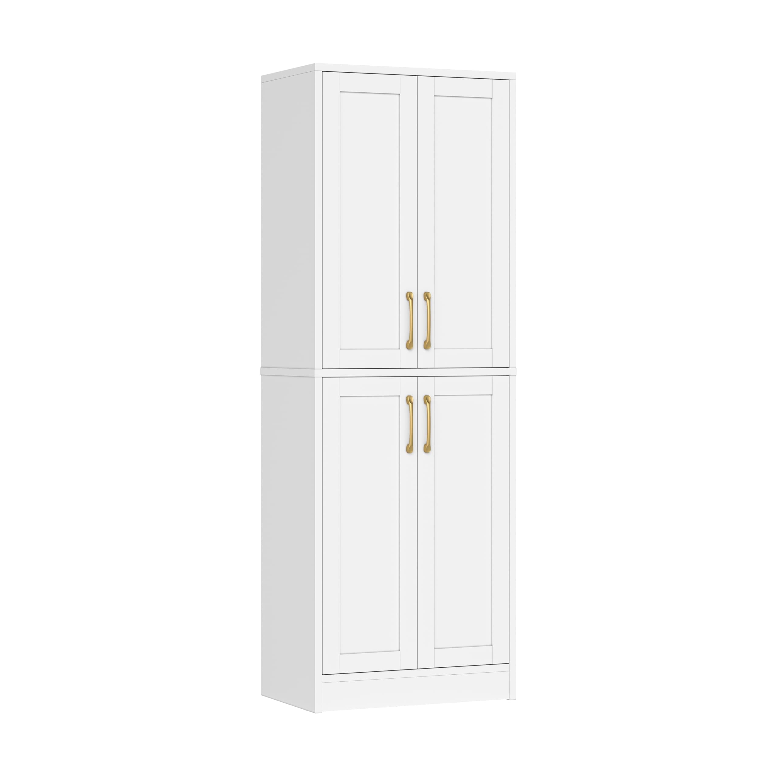 Pantry - Kitchen Pantry Cabinet with 4 Doors and Adjustable Shelves, Tall Black Cabinet Freestanding Storage Cupboard for Dining Room Living Room, Laundry, Bathroom (Black)