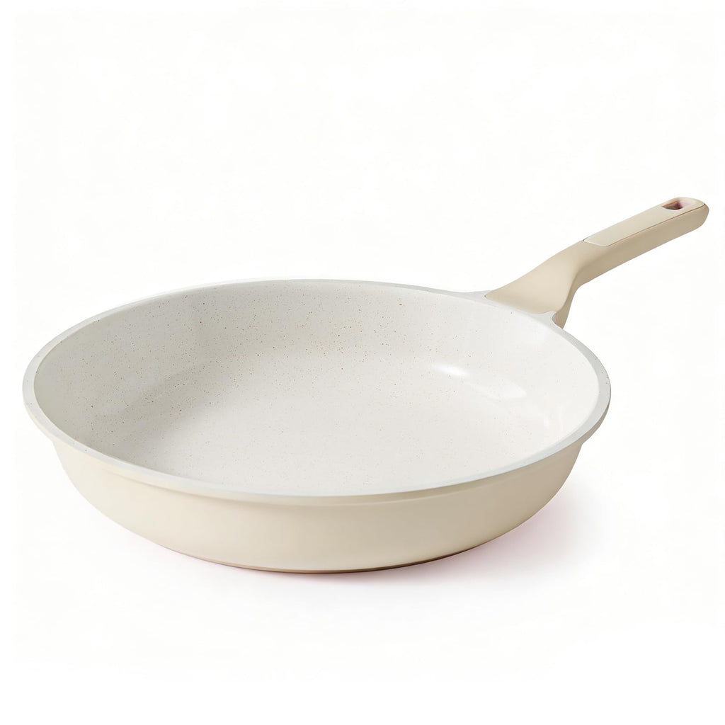 SENSARTE Nonstick Ceramic Frying Pan 8-Inch, Healthy Non Toxic Skillet, Induction Compatible Omelet Pan with Heat Resistant Handle, PFAS-Free, Cream White