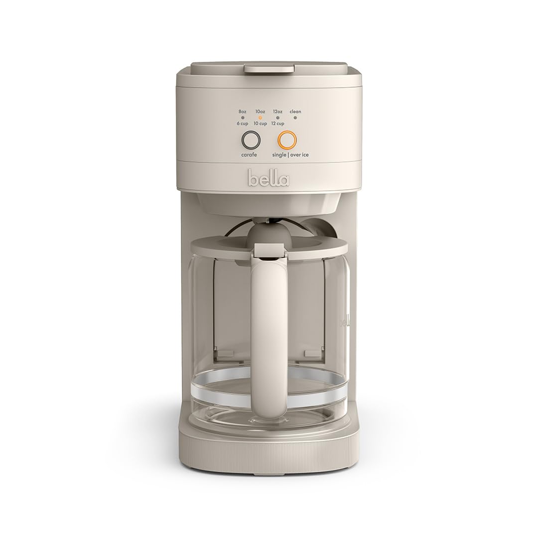 BELLA VersaBrew 2-in1 Coffee Maker, K-Cup compatible, Brew 3 Sizes Carafes & Single Serve Cups, Dishwasher Safe Reusable Filter & Filter Holder, Iced Coffee Function, 60oz Tank, Blossom