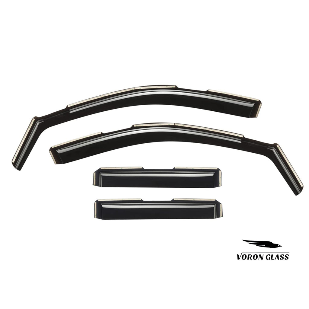 Voron Glass in-Channel Extra Durable Rain Guards for Trucks Chevrolet (Chevy) Silverado/GMC Sierra 2014-2018 Crew Cab, Window Deflectors, Vent Window Visors, 4 Pieces - 220009