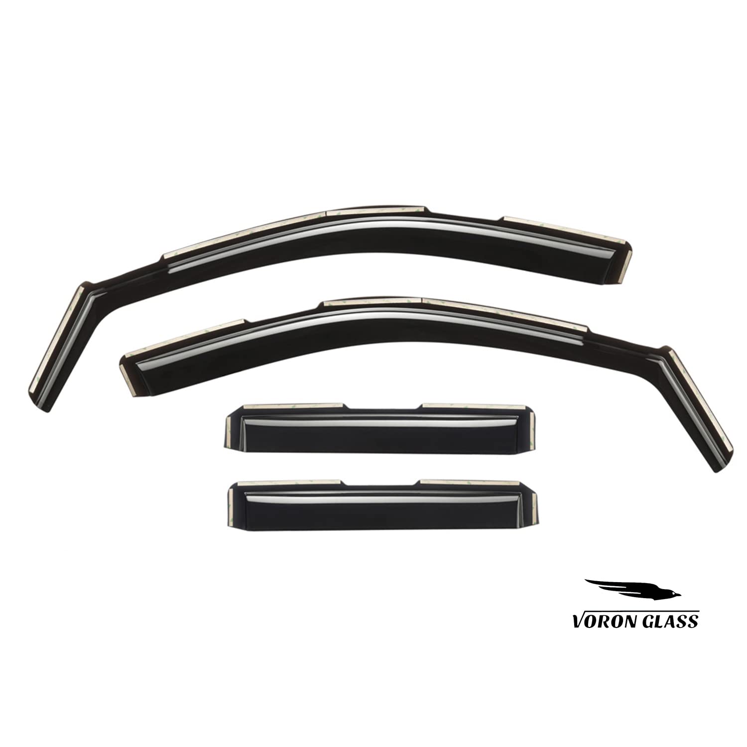 Voron Glass in-Channel Extra Durable Rain Guards for Trucks Chevrolet (Chevy) Silverado/GMC Sierra 2014-2018 Crew Cab, Window Deflectors, Vent Window Visors, 4 Pieces - 220009