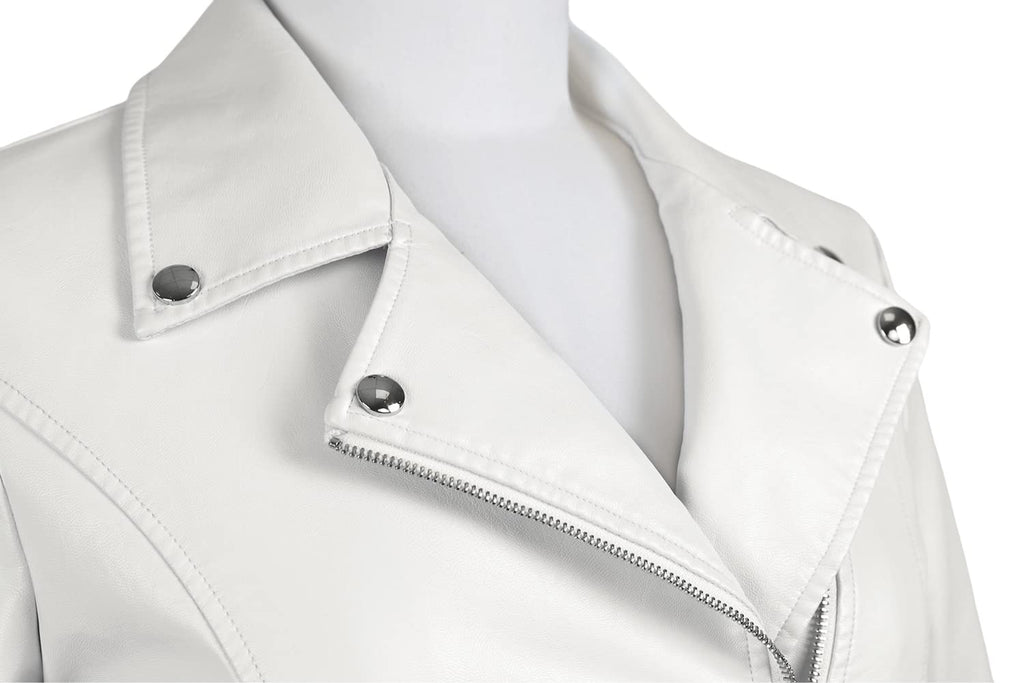 Tanming Women's Faux Leather Moto Biker Short Coat Jacket