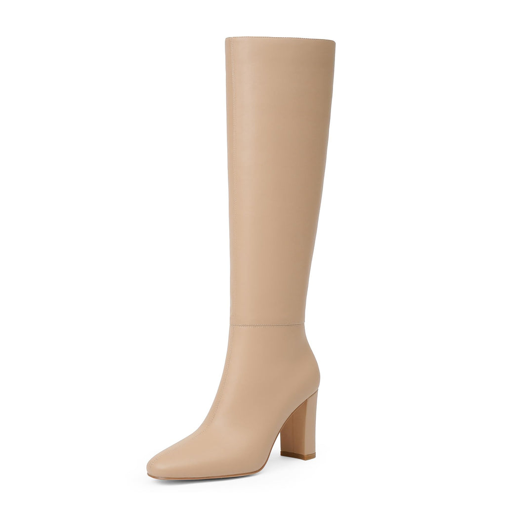 Modatope Knee High Boots for Women Chunky Heel Rounded Toe Womens Tall Boots