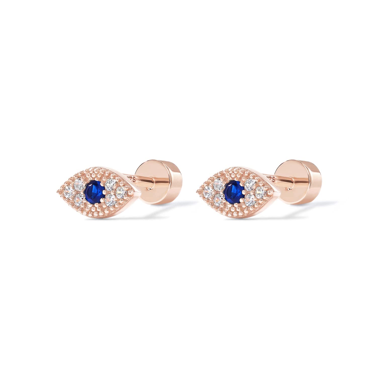 PAVOI 14K Gold Plated Flat Back Earrings | Solid 925 Sterling Silver Posts | Helix Cartilage Earrings for Women | Cubic Zirconia Stud Earrings | Trending Fashion Jewelry