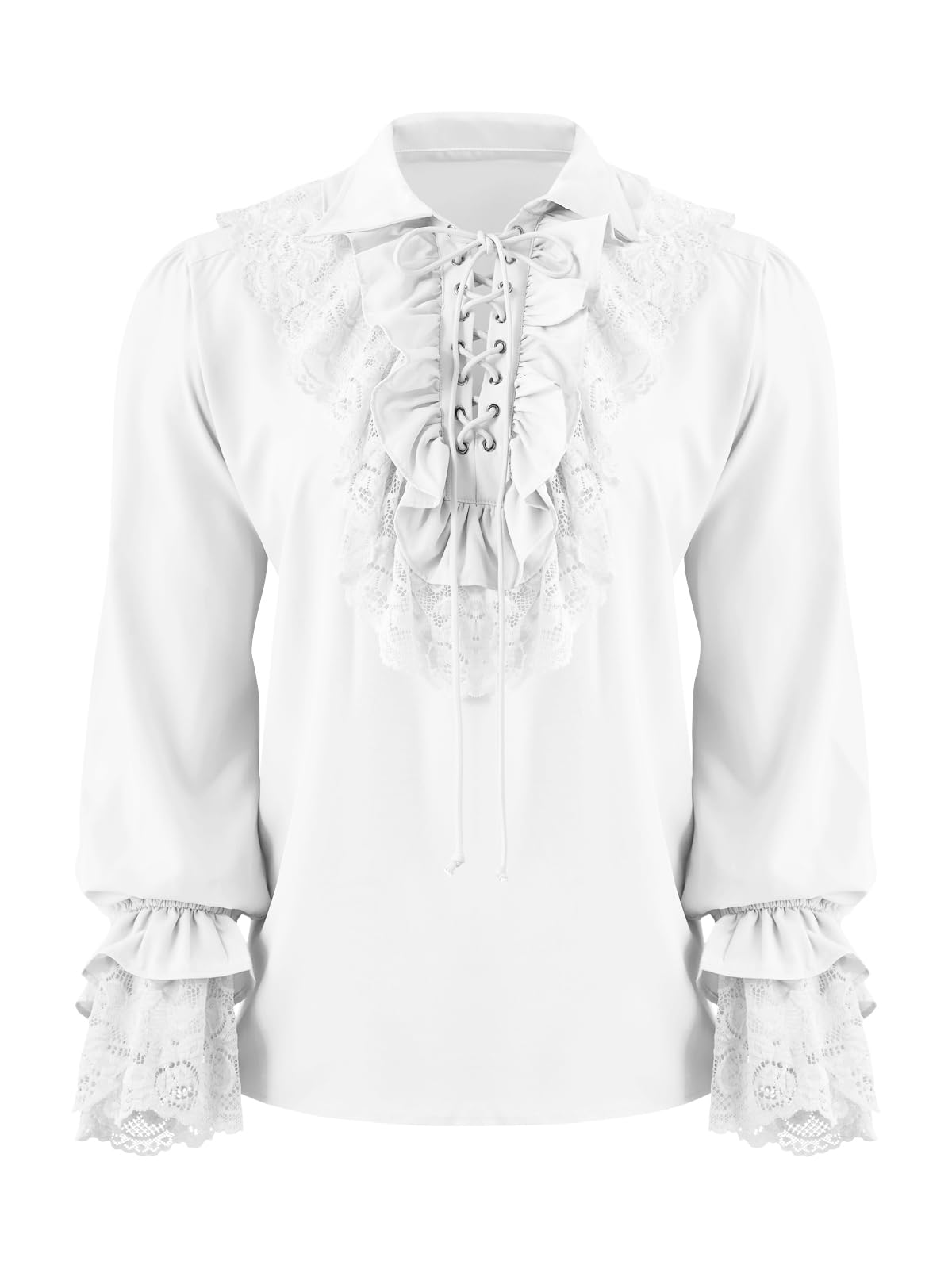 Runcati Mens Pirate Shirt Ruffle Renaissance Victorian Vampire Poet Shirts Steampunk Gothic Medieval Lace Costume