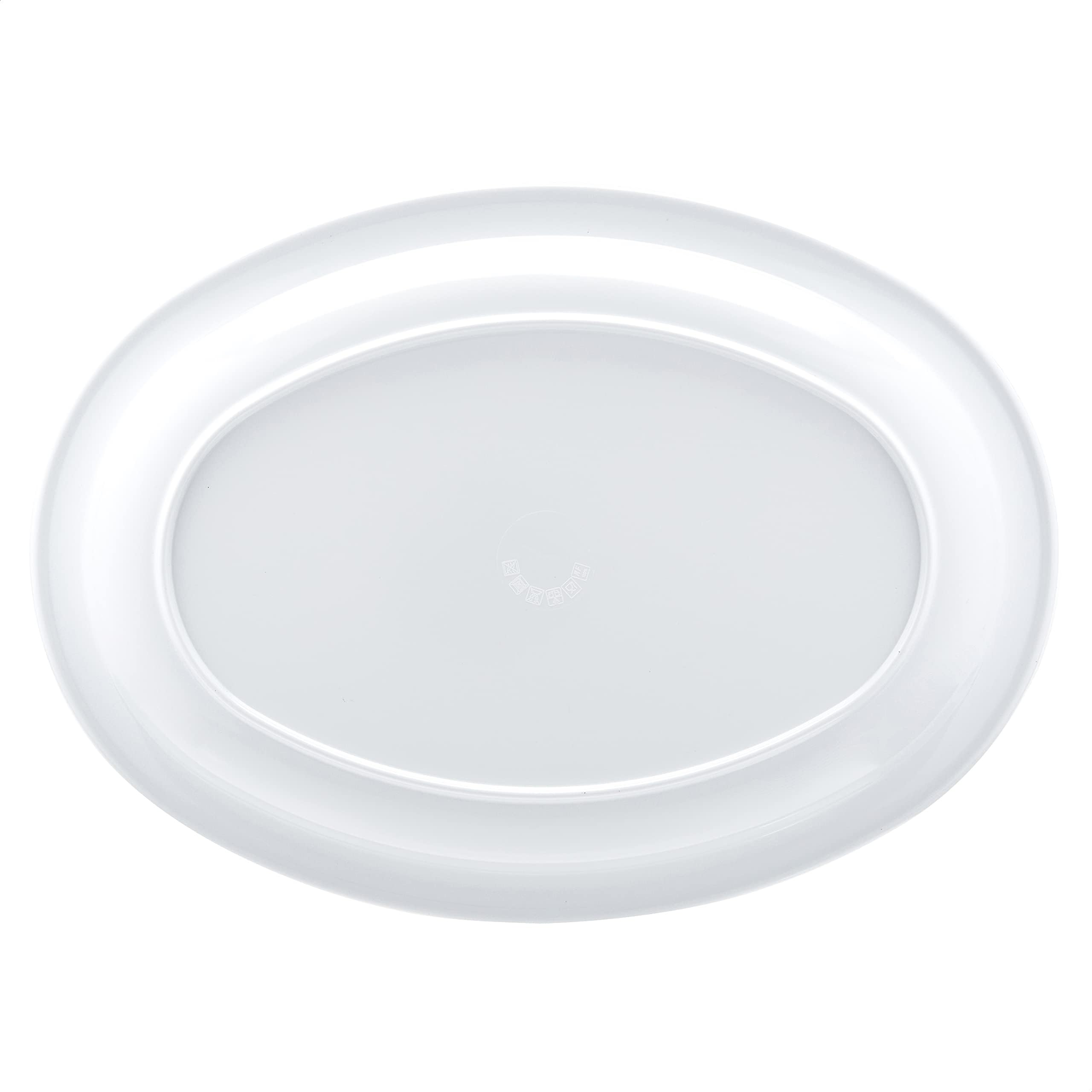 Amazon Basics Melamine Oval Serving Platter for Restaurants and Home, Dishwasher Safe, BPA Free, Break and Crack Resistant, Narrow Rim, 13" x 9.75", White, 6-Piece Set