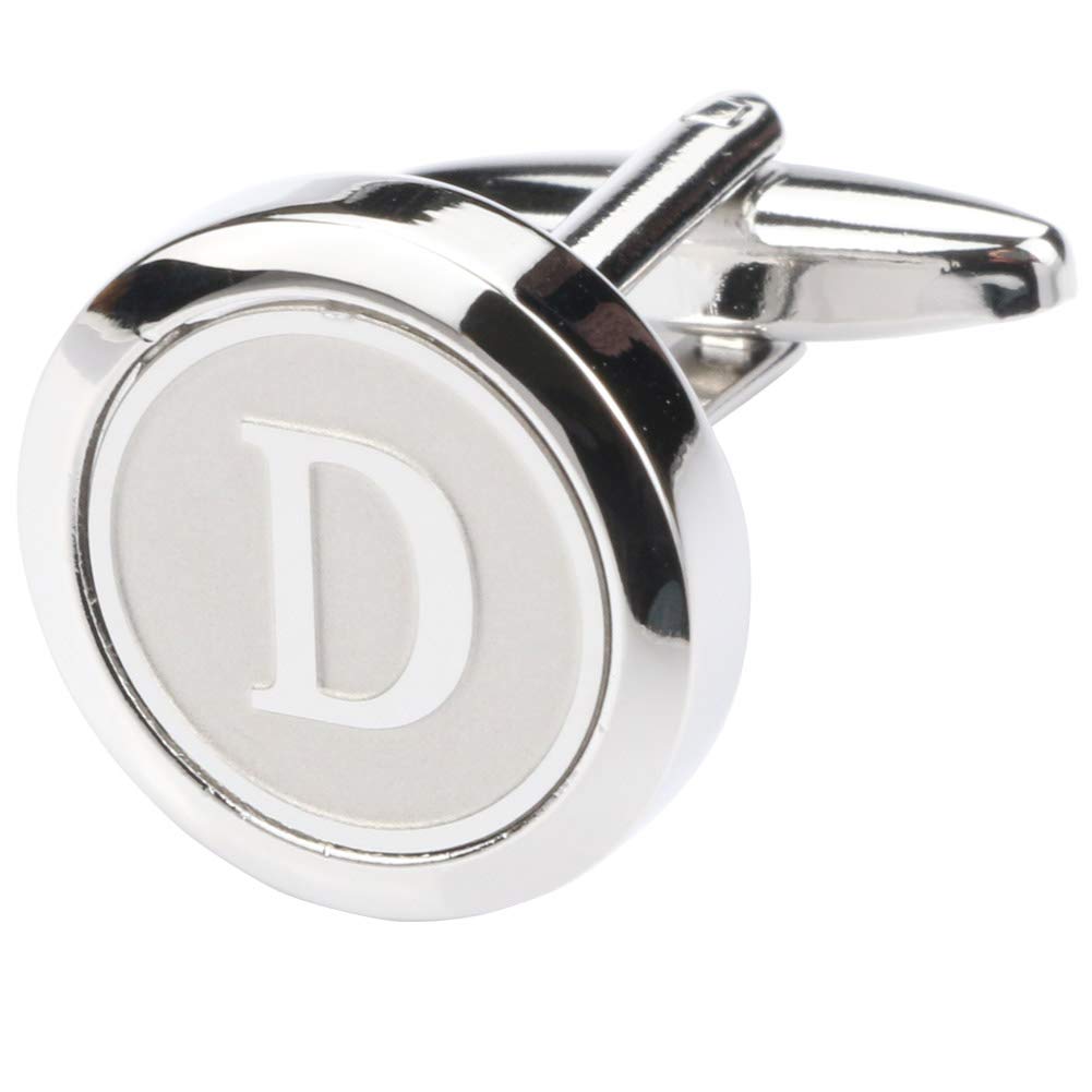 Mens Classic Stainless Steel Initial Cufflinks 26 Alphabet Initial Letter Cufflinks Business Wedding Shirts A-Z