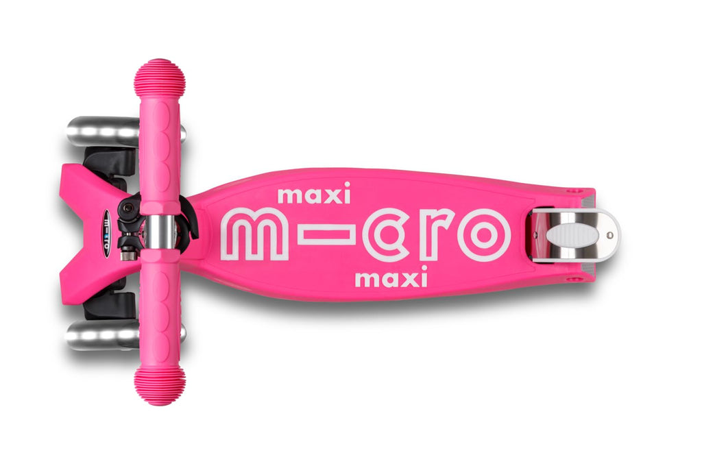 Micro Kickboard | Maxi Foldable LED Kids Scooter for Ages 5-12 | Children up to 110 lbs | 3 Wheel Lean-to-Steer Design | Adjustable T Bar | Smooth Ride, Motion Activated PU LED Wheels | Swiss Design