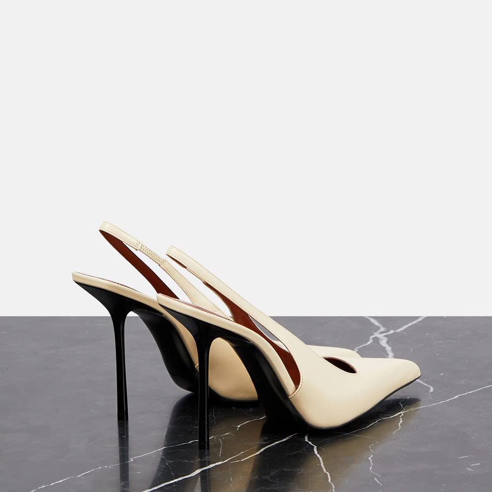 THESHY Women's Pointed Toe High Stiletto Heels Slingback Stretch Slip-on Pumps Backless Patent Leather Fashion Dress Shoes for Women