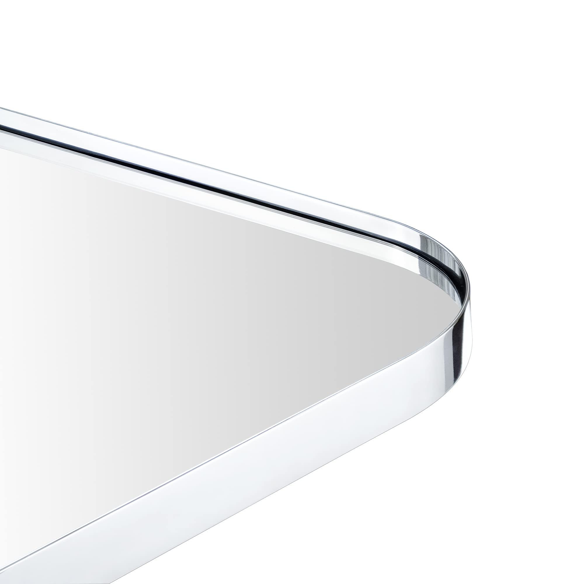GRACTO 20x30 inch Brushed Nickel Stainless Steel Metal Framed Bathroom Mirror for Wall Mounted Rounded Rectangular Bathroom Vanity Mirror