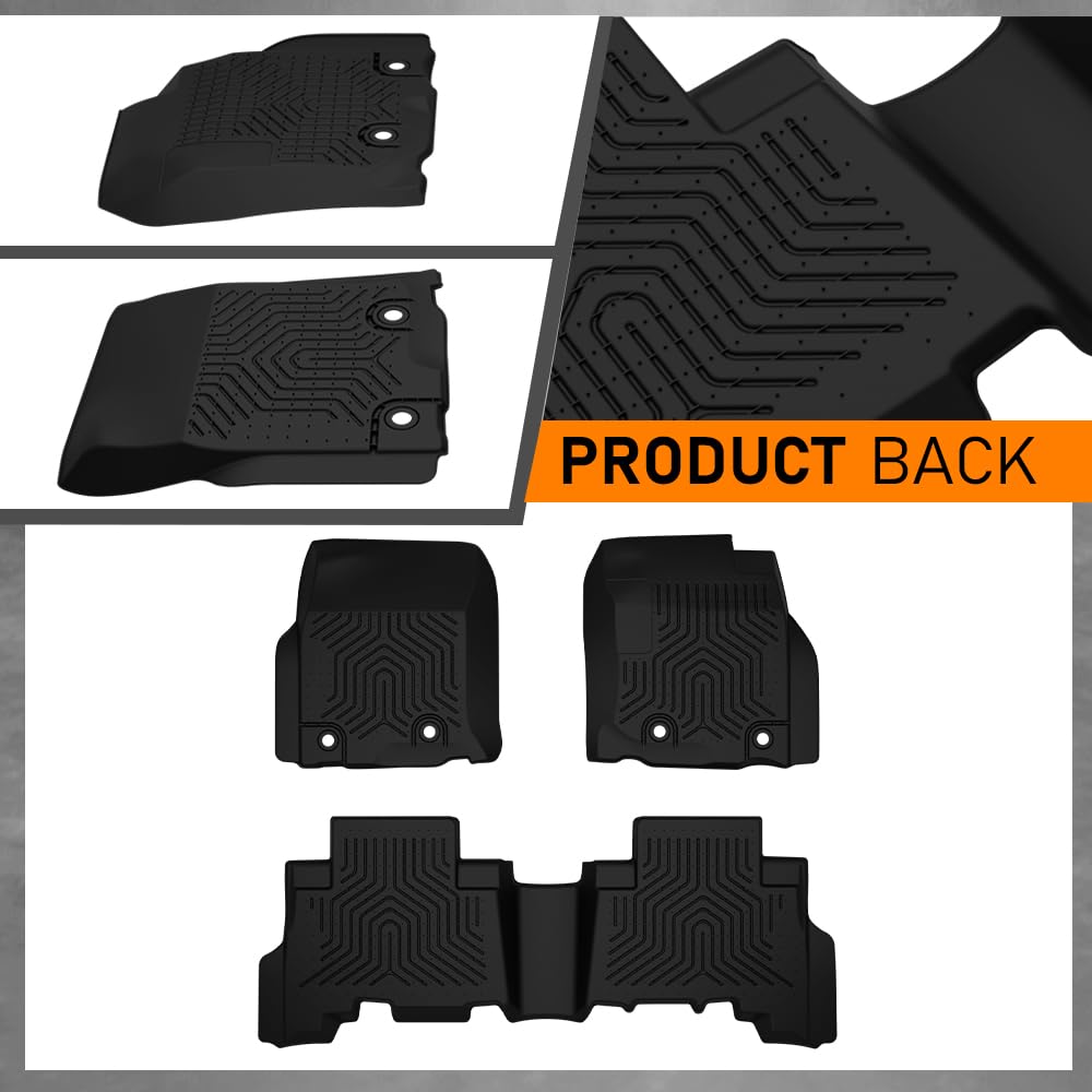 G-PLUS Floor Mats Fit for Toyota 4Runner 2013-2024/Fit Lexus GX460 2014-2023/Not Fit Vehicles with Vinyl Flooring, TPE Black,1st & 2nd Row 3pcs Mats