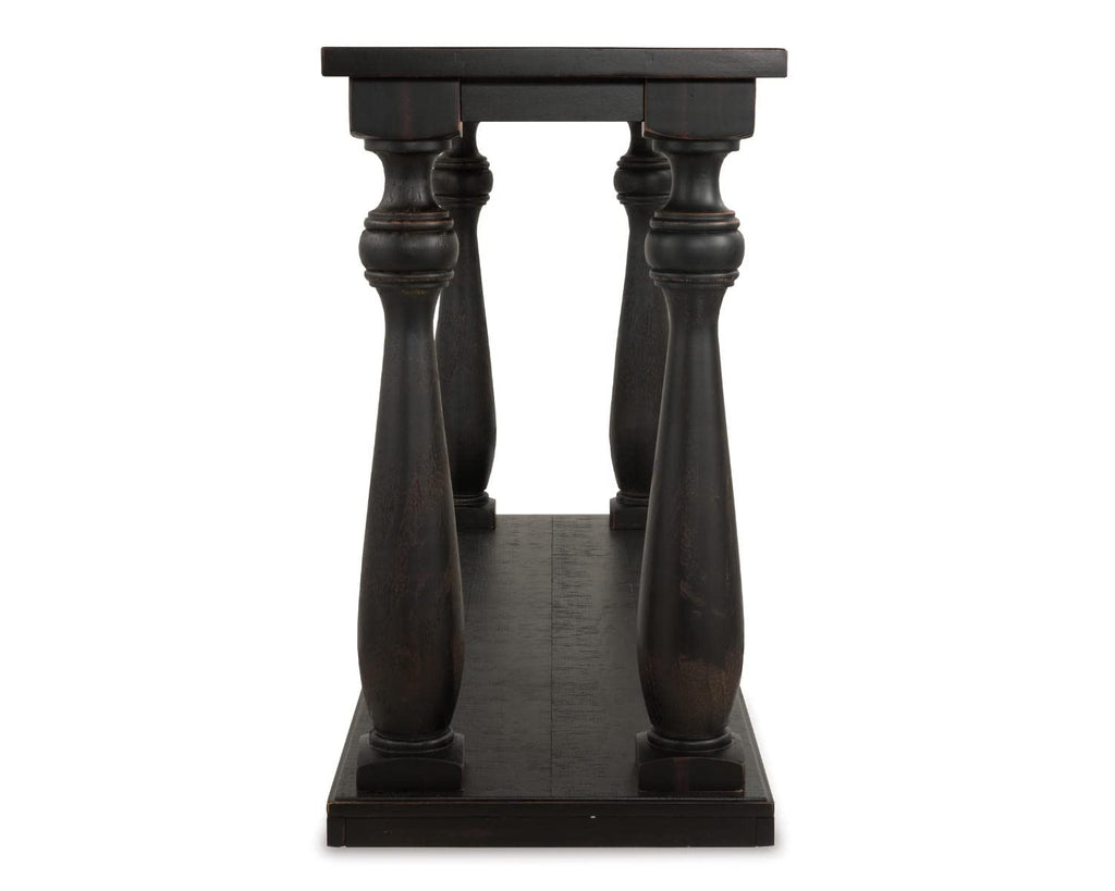Signature Design by Ashley Mallacar Rustic Cottage Rectangular Sofa Table with Floor Shelf, Black