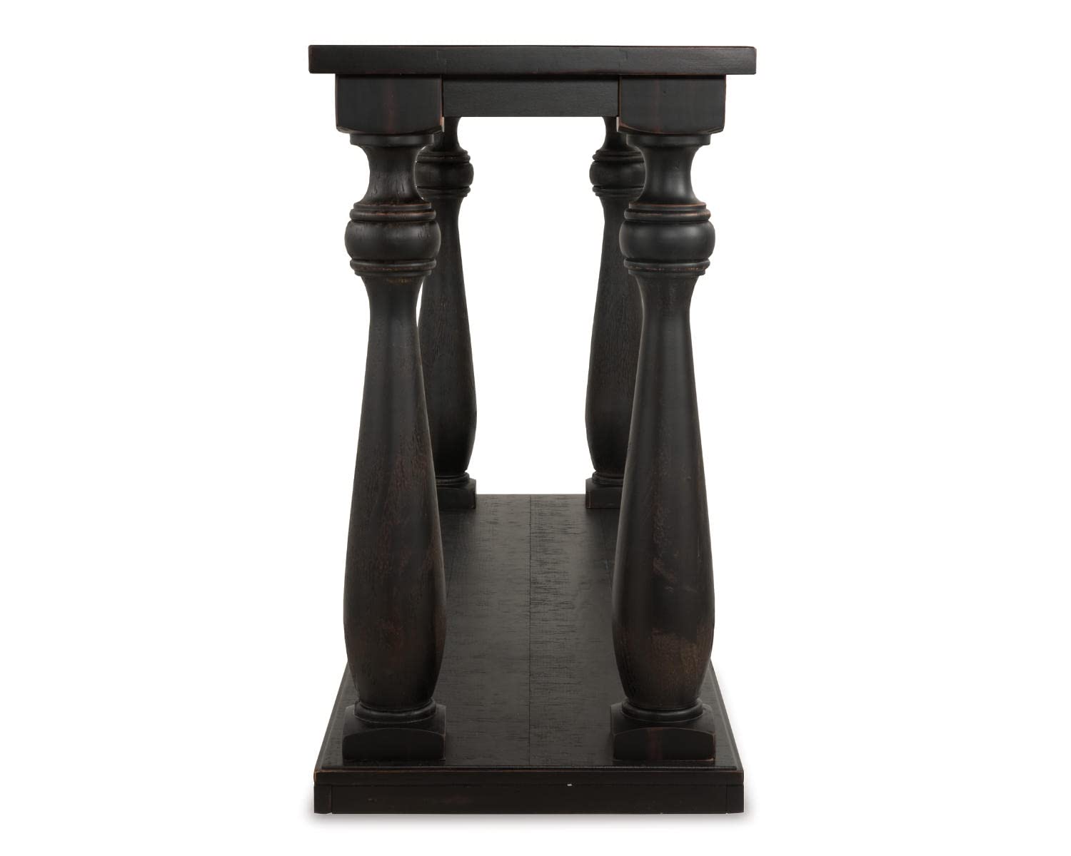 Signature Design by Ashley Mallacar Rustic Cottage Rectangular Sofa Table with Floor Shelf, Black