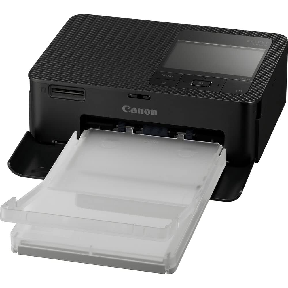 Canon SELPHY CP1500 Compact Photo Printer | Black with KP-108IN Color Ink and Paper Set (2 Items)
