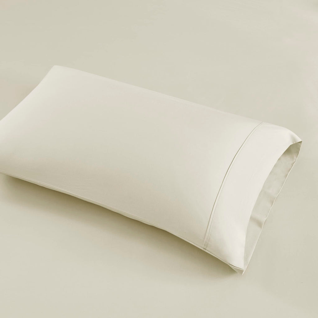 Beautyrest 1000 Thread Count, Solid Color Sheet Set, Elastic Deep Pocket, All Season, Breathable, HeiQ Smart Temperature, Soft Cotton Blend Bedding, Matching Pillowcase, King Ivory 4 Piece