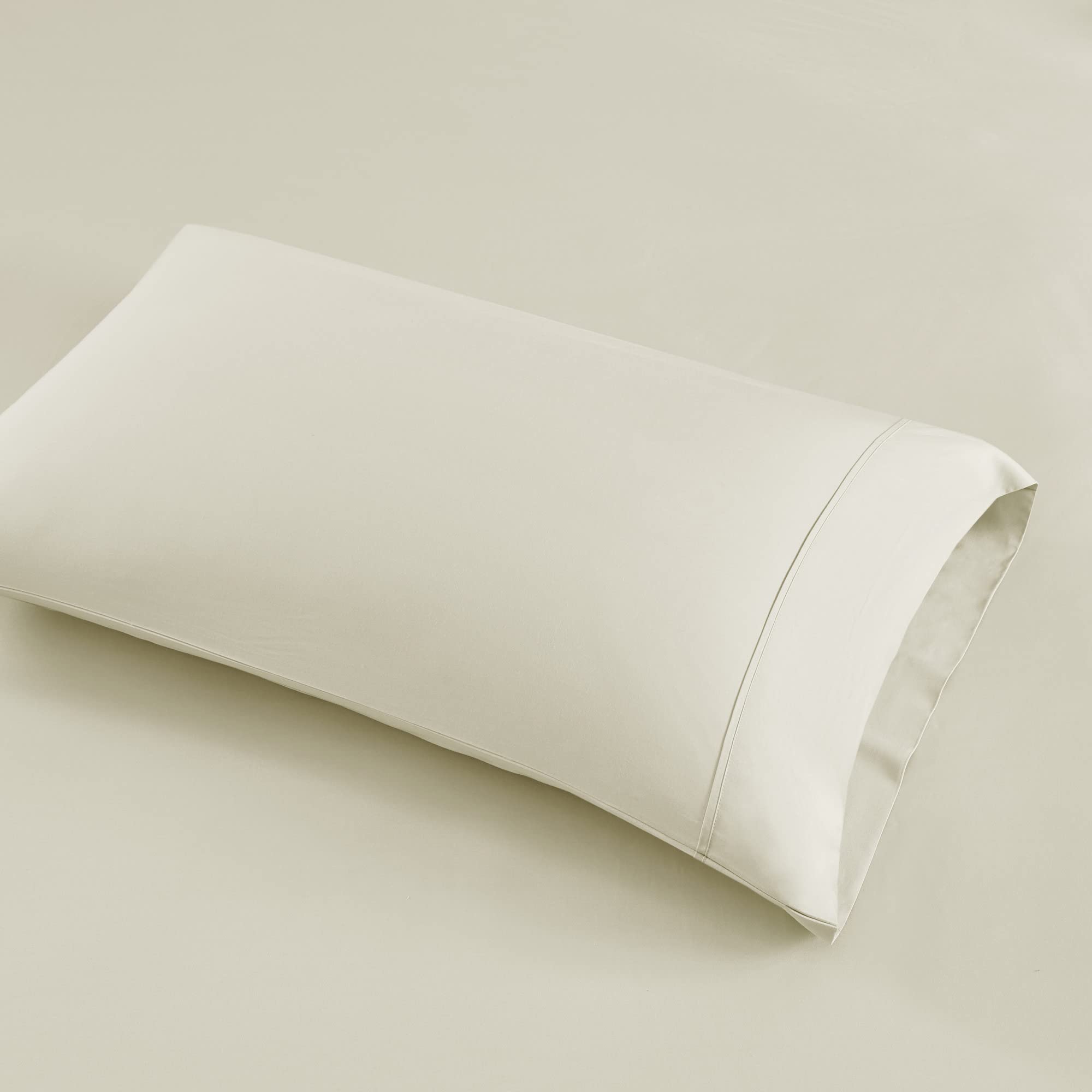 Beautyrest 1000 Thread Count, Solid Color Sheet Set, Elastic Deep Pocket, All Season, Breathable, HeiQ Smart Temperature, Soft Cotton Blend Bedding, Matching Pillowcase, King Ivory 4 Piece