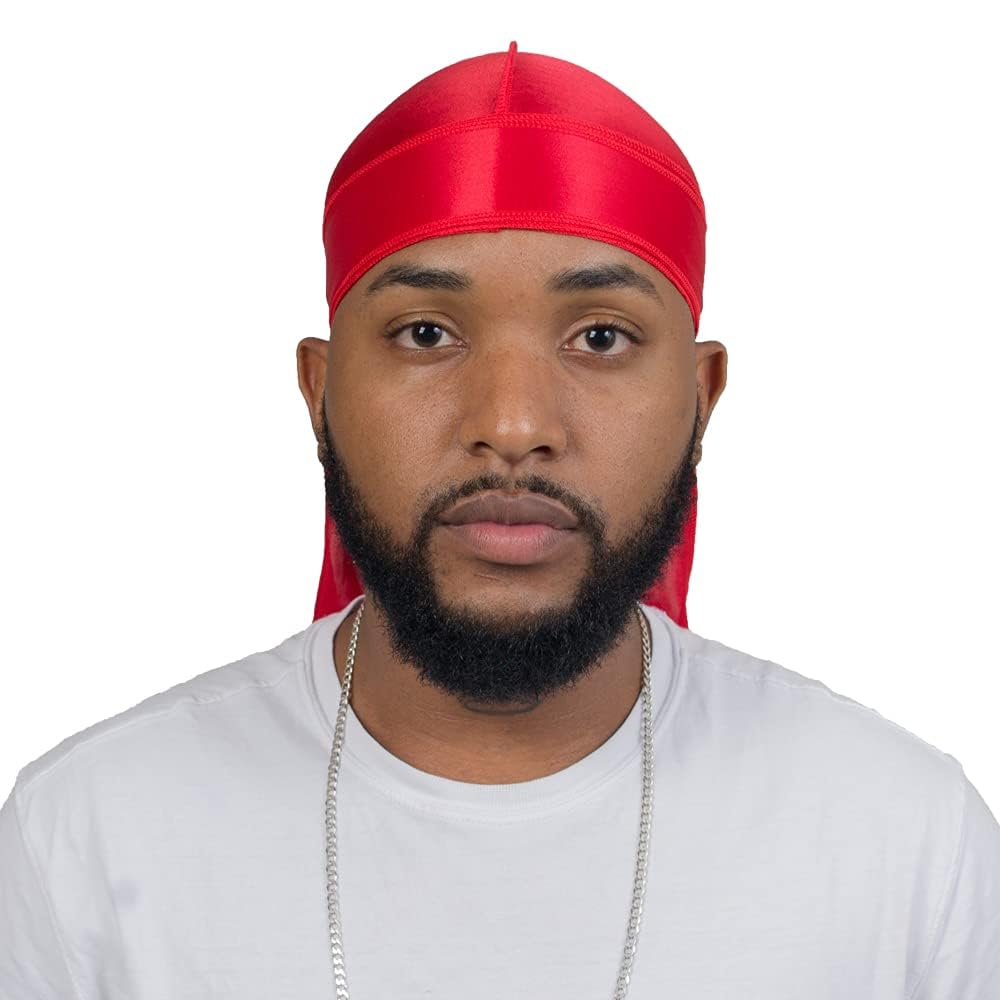 4PCS Silky Durags for Men Women 360 Waves with 1 Wave Cap, Silky Satin Durag Extra Long Tails