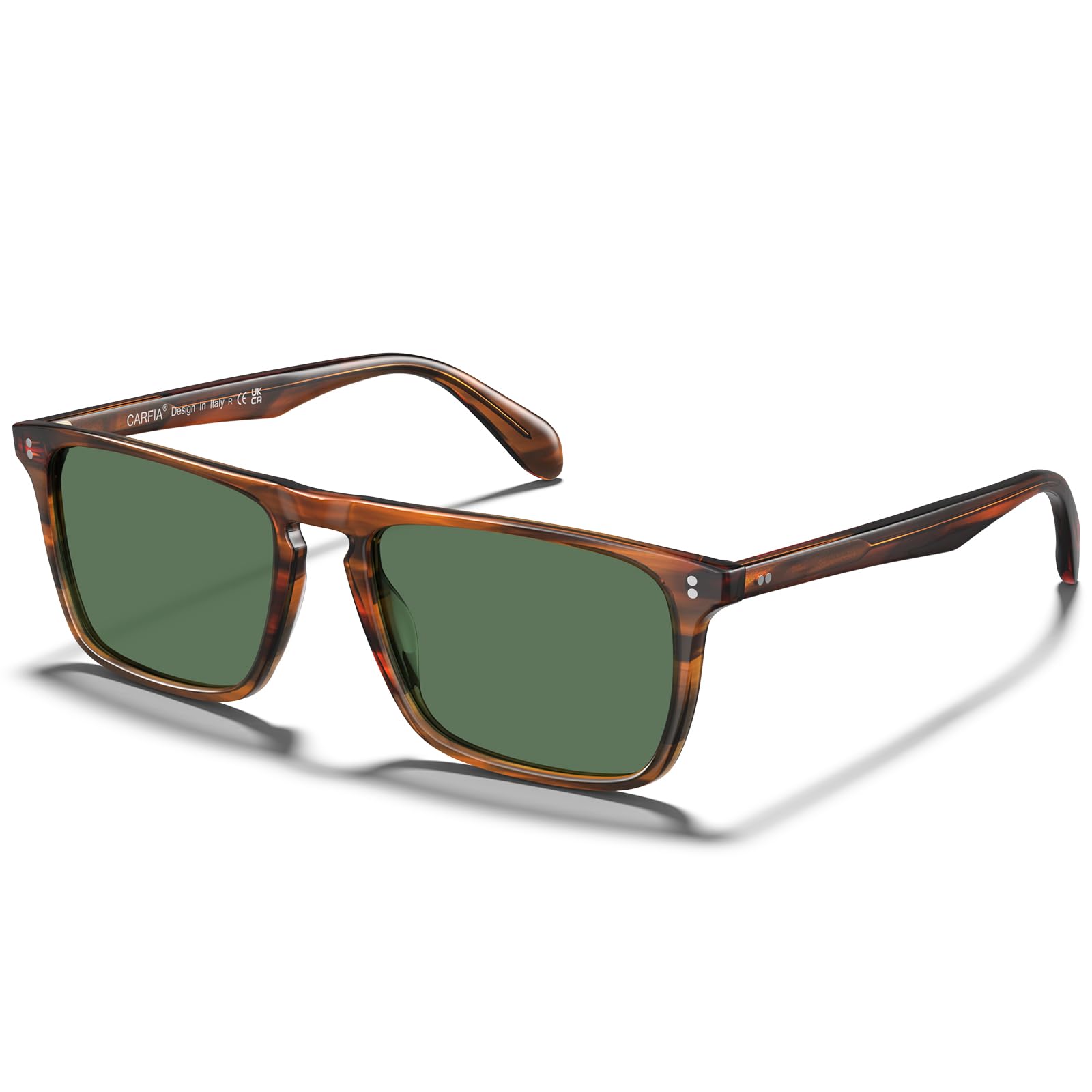 CARFIA Retro Polarized Sunglasses for Men UV Protection Hand-crafted Acetate Frame Fashion Cool Sun Glasses CA53572