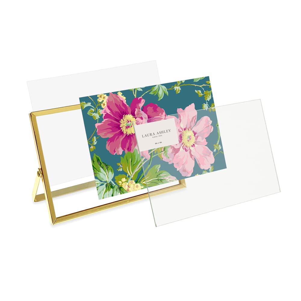 Laura Ashley 2x3 Rose Gold Flat Metal Picture Frame (Vertical) with Pull-Out Easel Stand, Made for Tabletop, Counterspace, Shelf and Desk (2x3, Rose Gold)