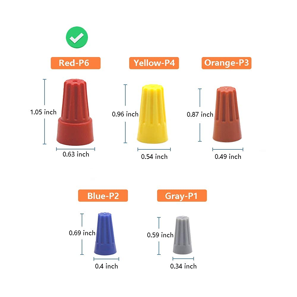 300 Pcs Red Electrical Wire Connectors Screw Terminals, with Spring Insert Twist Nuts Caps (AWG 18-10)