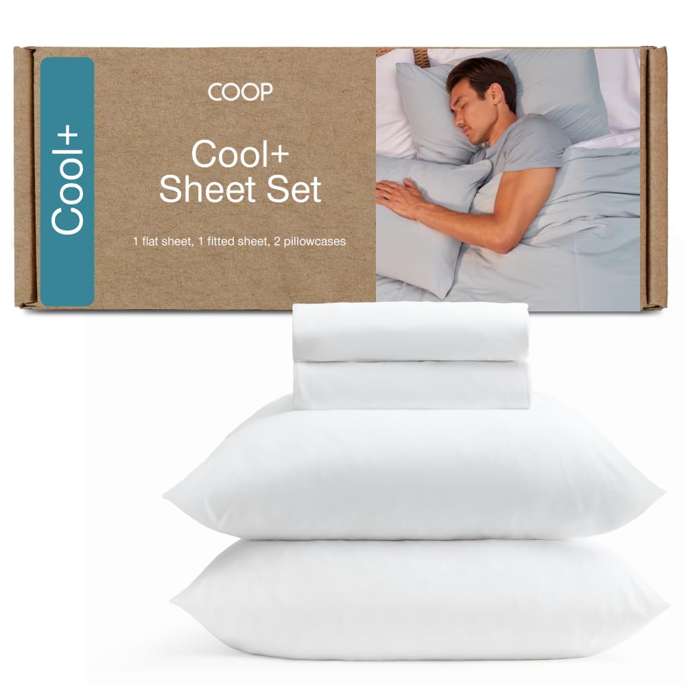 Coop Home Goods Cool+ Cooling Bed Sheets, 4 Piece Full Sheet Set, Dove Grey Breathable Cooling and Super Soft, Luxury Spa & Hotel Quality, Full Size Bed Set