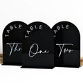 Black Arched Wedding Table Numbers 1-10 with Stands, 5x7 Inch Black Arch Acrylic Sign with Gold Letters, Acrylic Table Numbers for Wedding Reception
