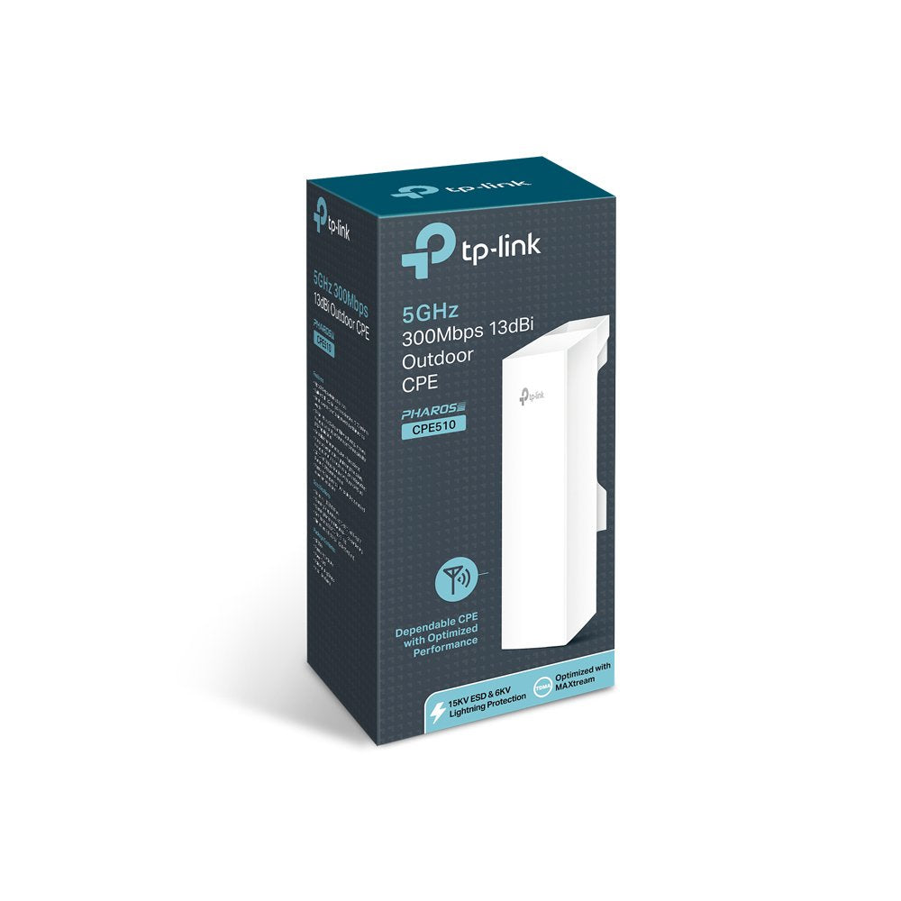 TP-Link 2.4GHz N300 Long Range Outdoor CPE for PtP and PtMP Transmission | Point to Point Wireless Bridge | 9dBi, 5km+ | Passive PoE Powered w/Free PoE Injector | Pharos Control (CPE210)