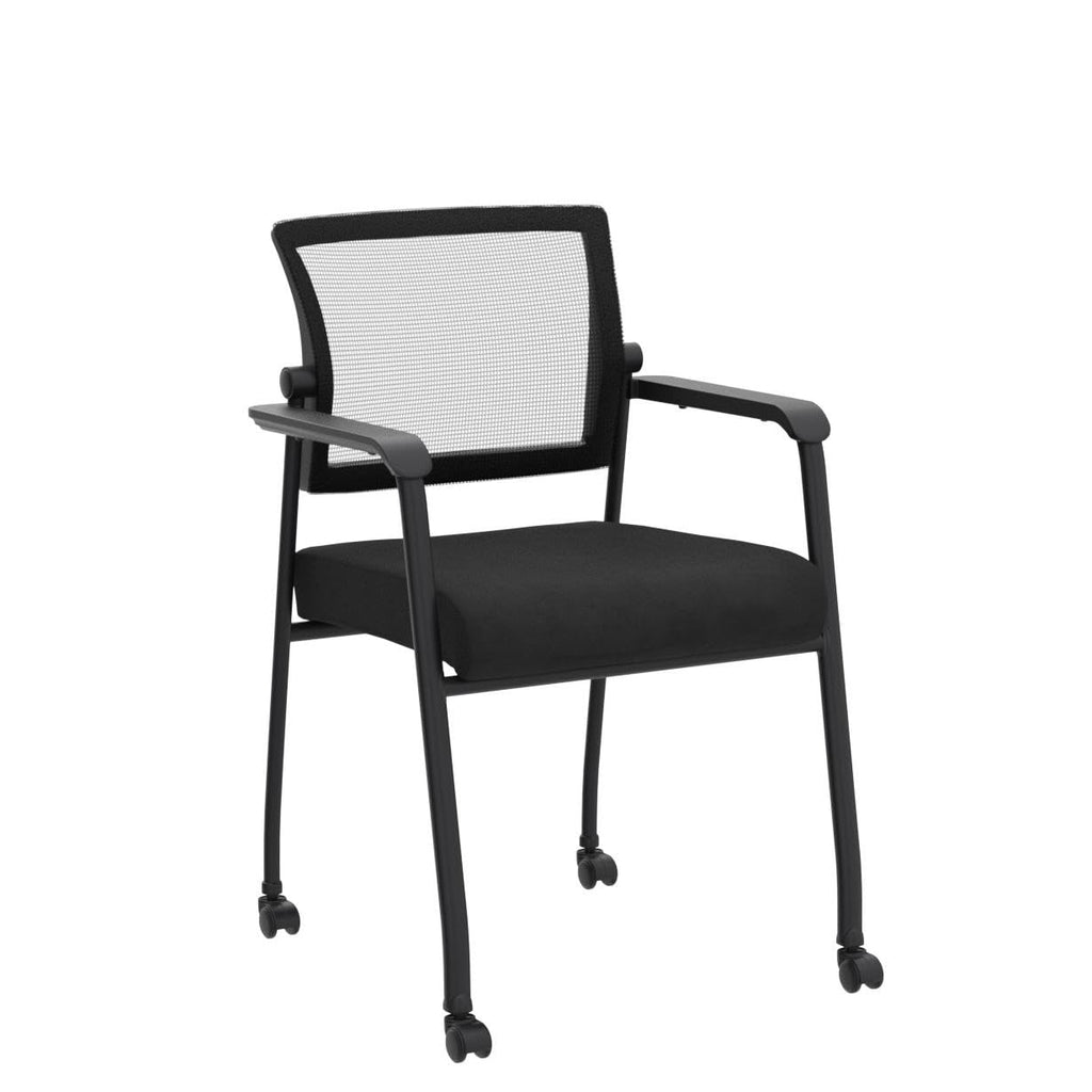 KLASIKA Desk Chair No Wheels with Adjustable Mesh Backrest, Arm Chair with Ergonomic Lumbar Support and Thickened Seats Cushion, Waiting Room Chairs for Office School Church Guest Reception