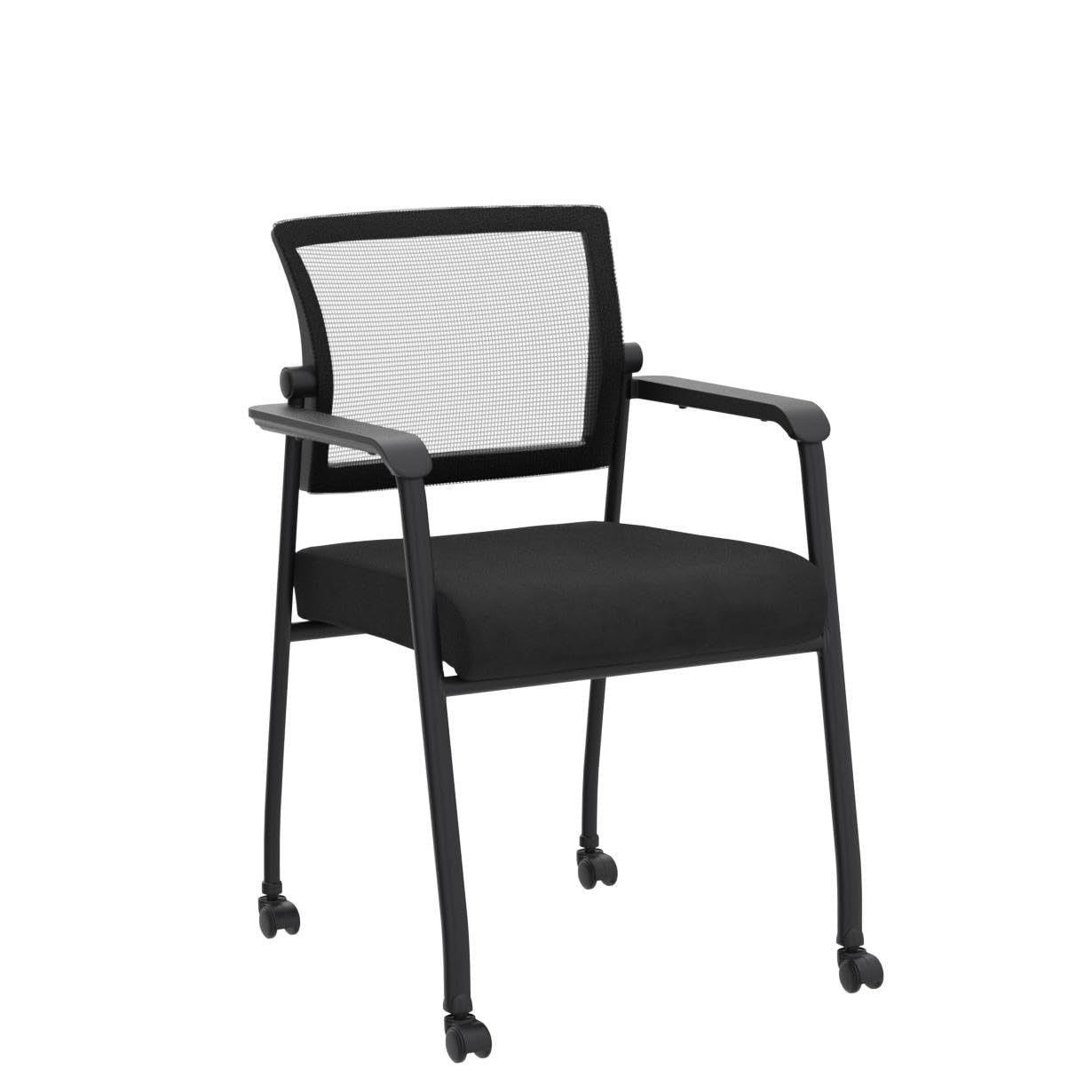 KLASIKA Desk Chair No Wheels with Adjustable Mesh Backrest, Arm Chair with Ergonomic Lumbar Support and Thickened Seats Cushion, Waiting Room Chairs for Office School Church Guest Reception