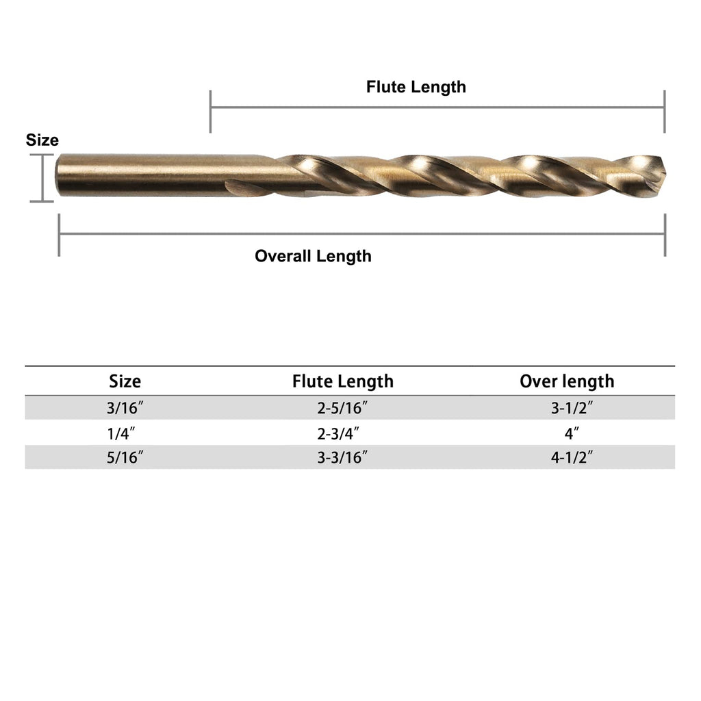 GMTOOLS 13Pcs Cobalt Drill Bits Set, M35 HSS 135 Degree Tip, Twist Jobber Length Drill Bit Kit for Hardened Metal, Cast Iron, Stainless Steel, Plastic and Wood with Storage Case 1/16"-1/4"