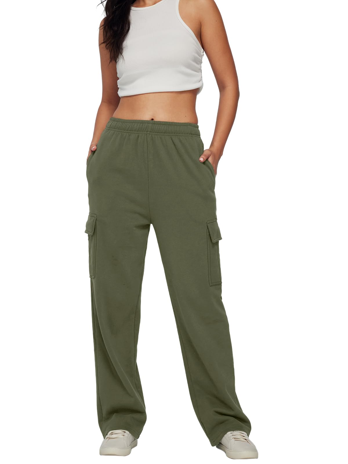 AUTOMET Womens Cargo Sweatpants Baggy Fleece High Waisted Joggers Sweat Pants Athletic Pants